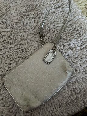 Metallic silver Wristlet Bag - Coach